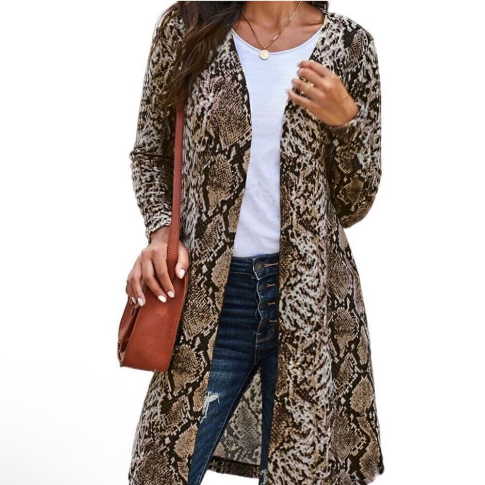 Snakeskin long cardigan kimono M